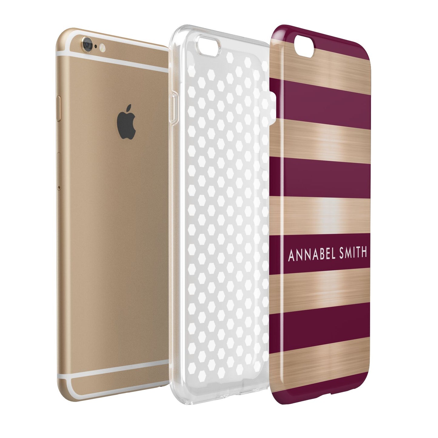 Personalised Burgundy Gold Name Initials Apple iPhone 6 Plus 3D Tough Case Expand Detail Image
