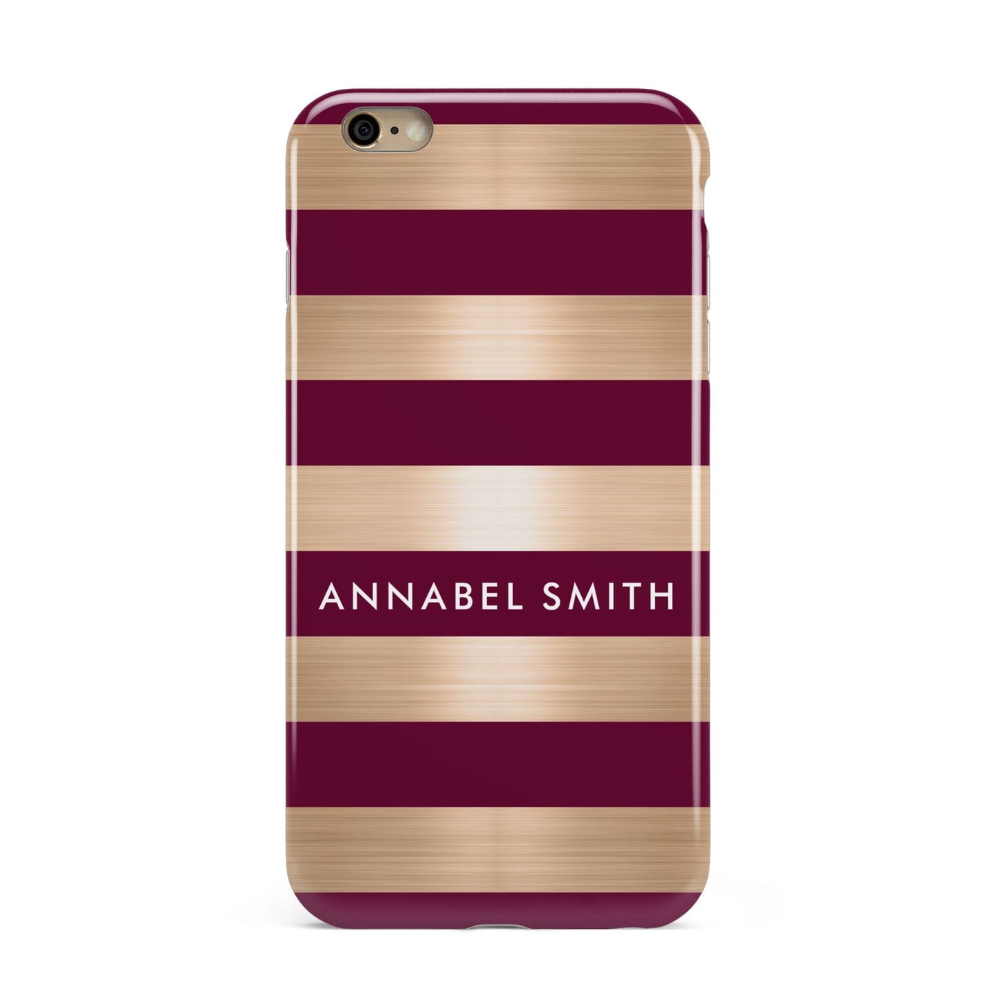 Personalised Burgundy Gold Name Initials Apple iPhone 6 Plus 3D Tough Case