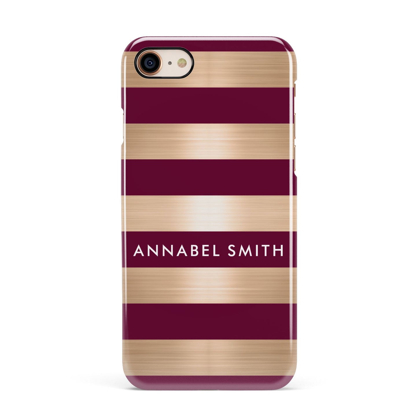 Personalised Burgundy Gold Name Initials Apple iPhone 7 8 3D Snap Case