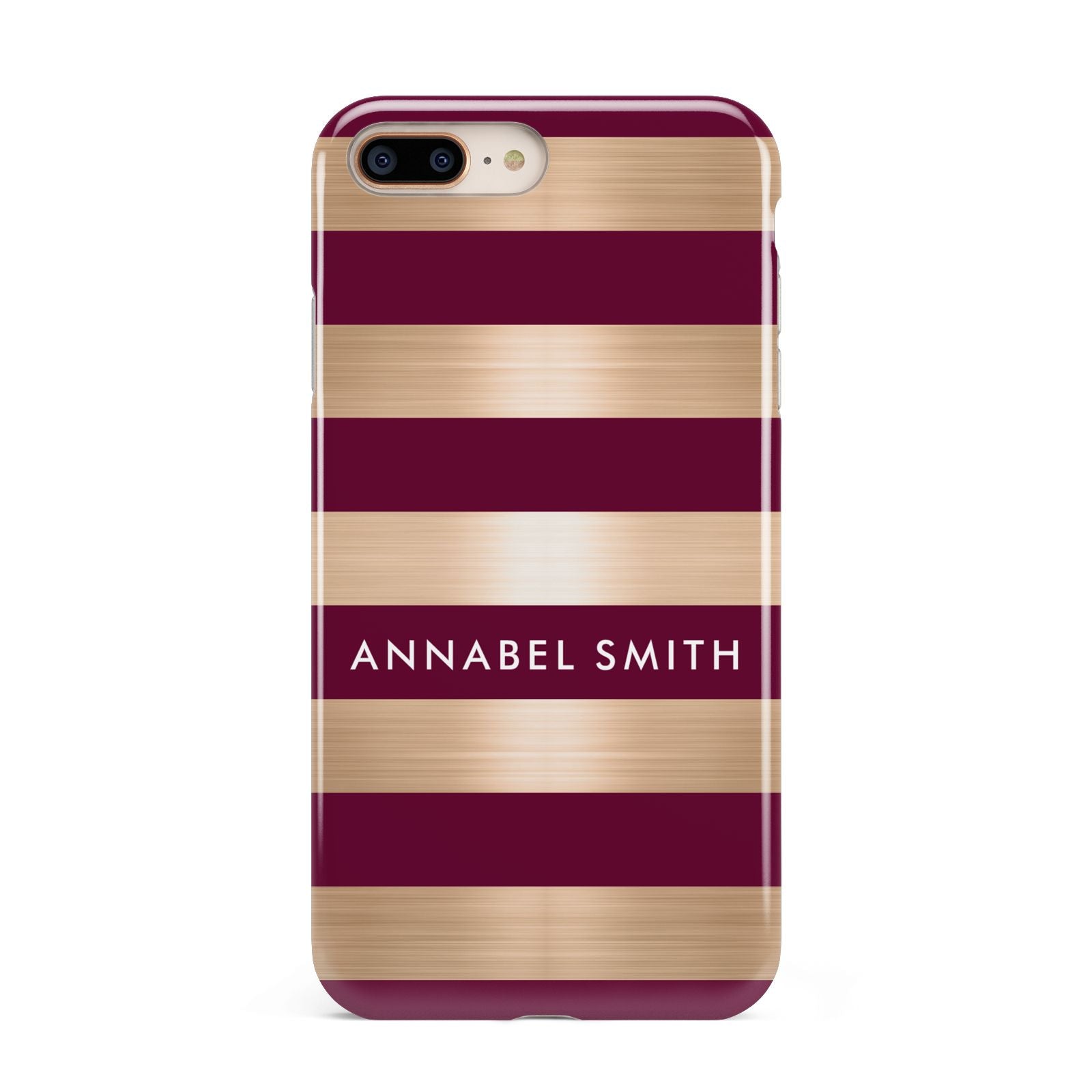 Personalised Burgundy Gold Name Initials Apple iPhone 7 8 Plus 3D Tough Case