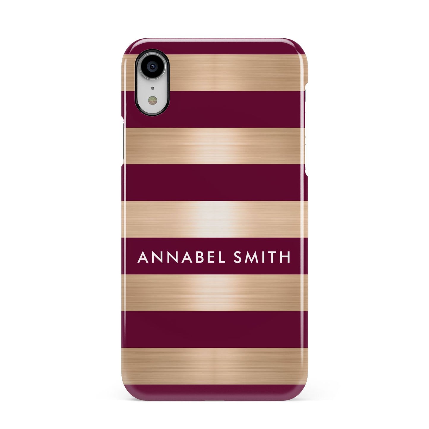 Personalised Burgundy Gold Name Initials Apple iPhone XR White 3D Snap Case