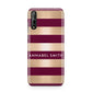 Personalised Burgundy Gold Name Initials Huawei Enjoy 10s Phone Case