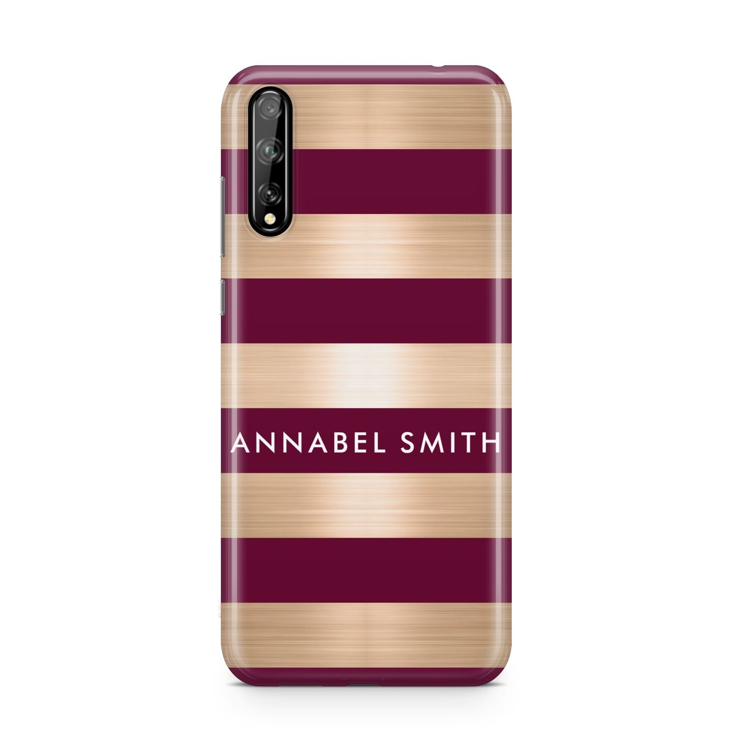 Personalised Burgundy Gold Name Initials Huawei Enjoy 10s Phone Case