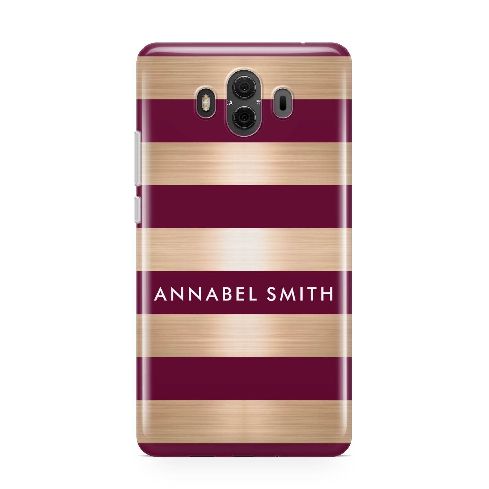 Personalised Burgundy Gold Name Initials Huawei Mate 10 Protective Phone Case