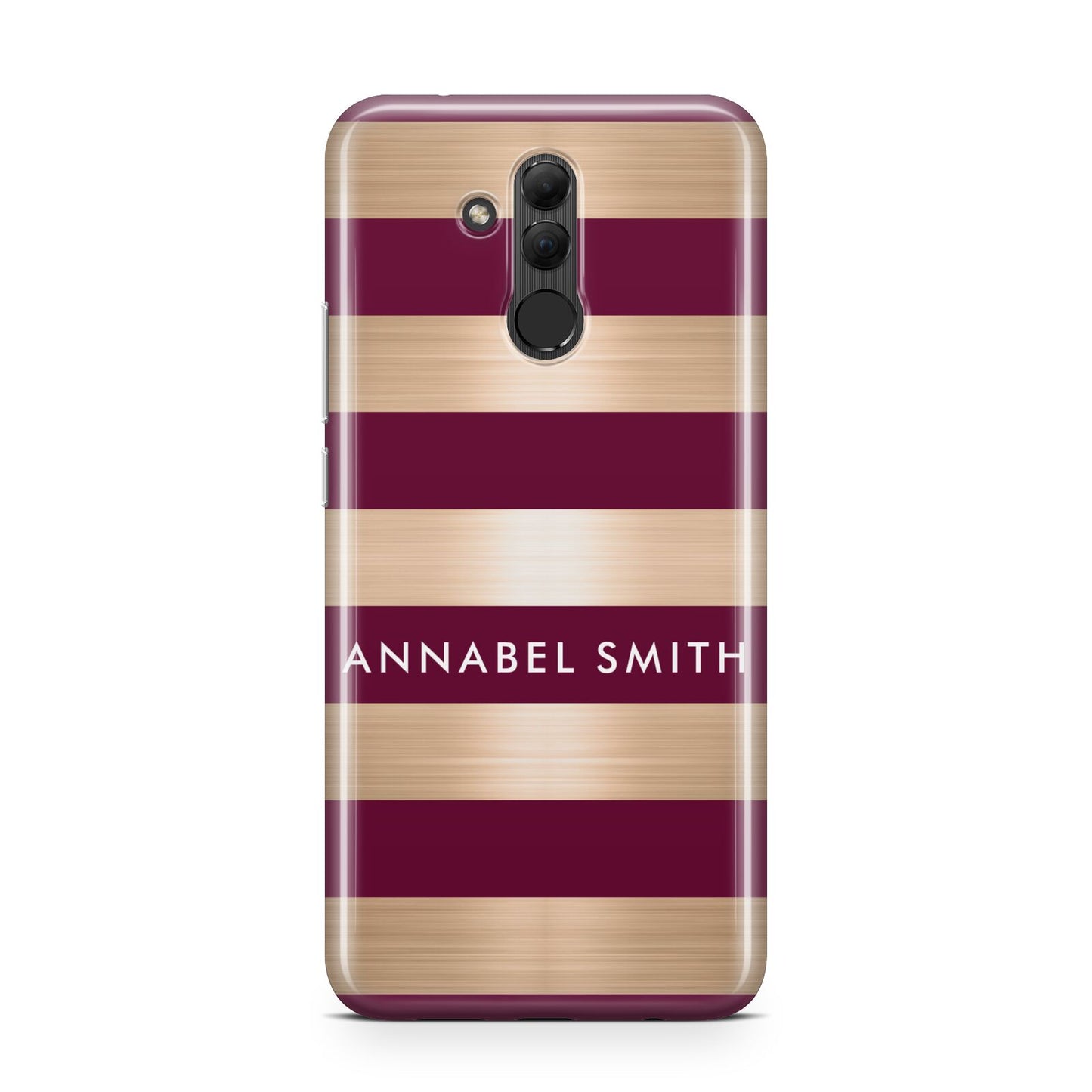 Personalised Burgundy Gold Name Initials Huawei Mate 20 Lite