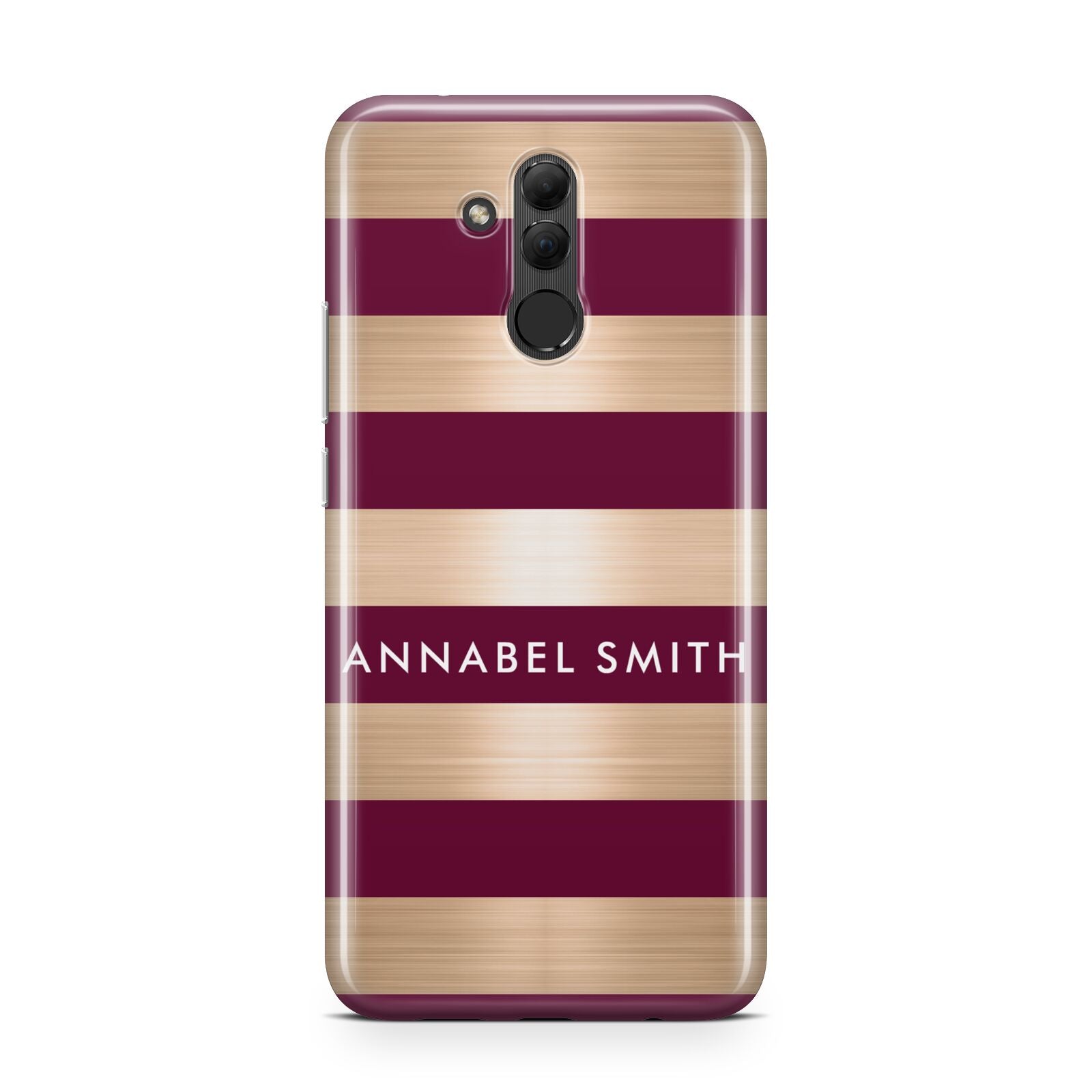 Personalised Burgundy Gold Name Initials Huawei Mate 20 Lite