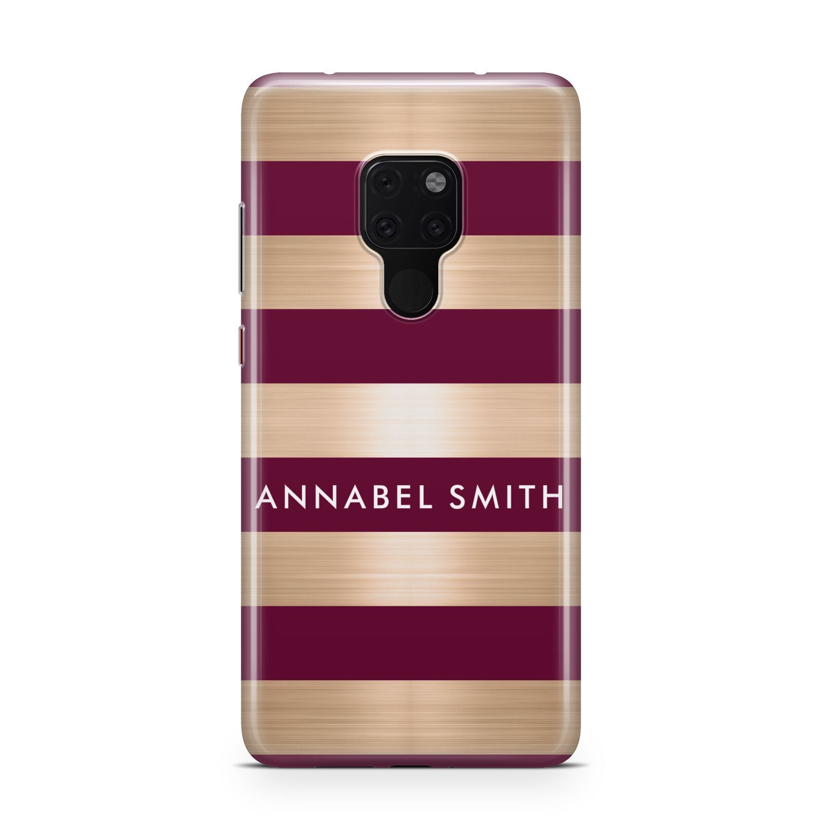 Personalised Burgundy Gold Name Initials Huawei Mate 20 Phone Case