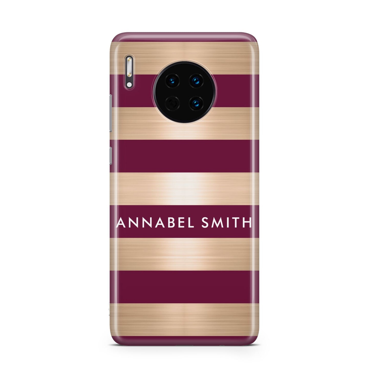 Personalised Burgundy Gold Name Initials Huawei Mate 30
