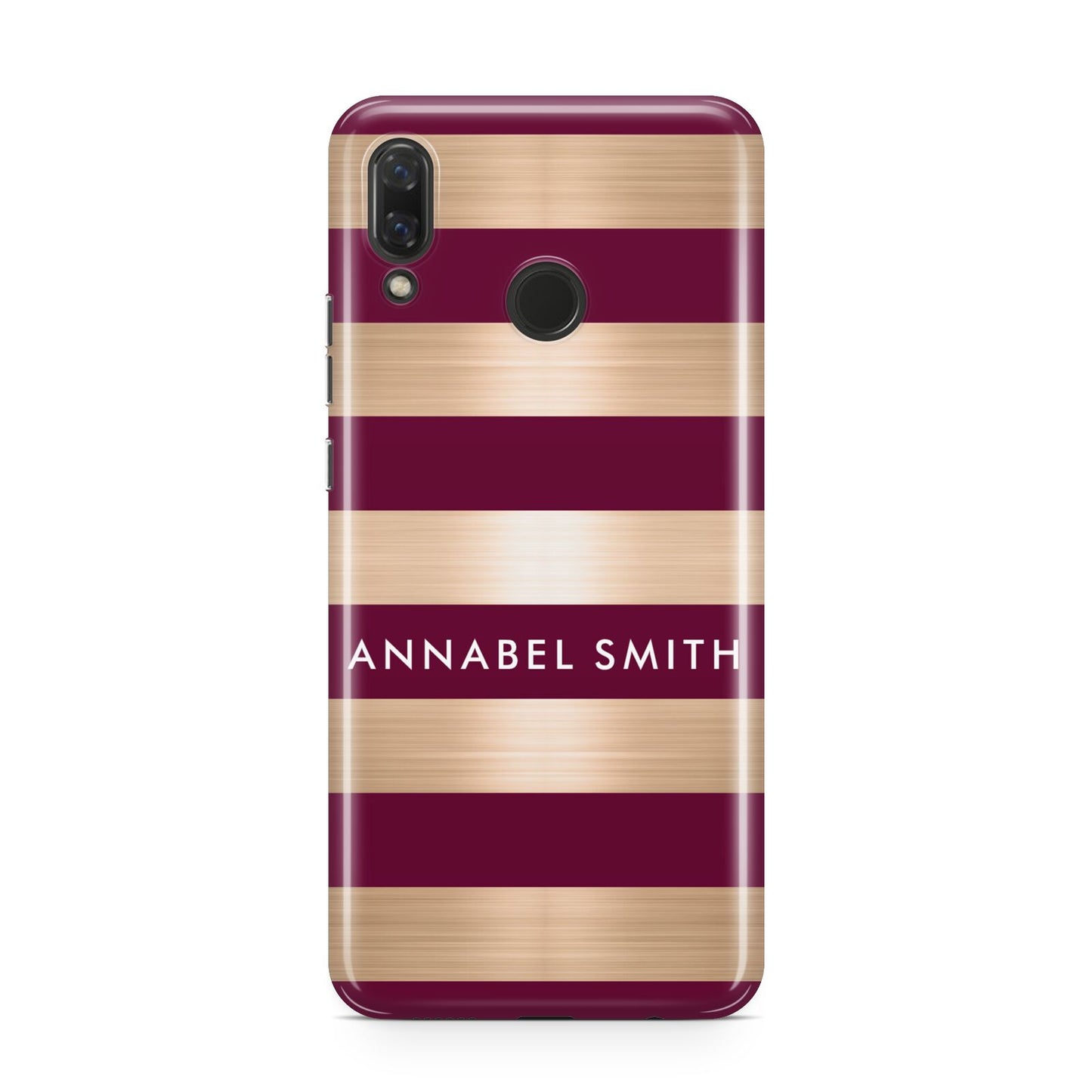 Personalised Burgundy Gold Name Initials Huawei Nova 3 Phone Case