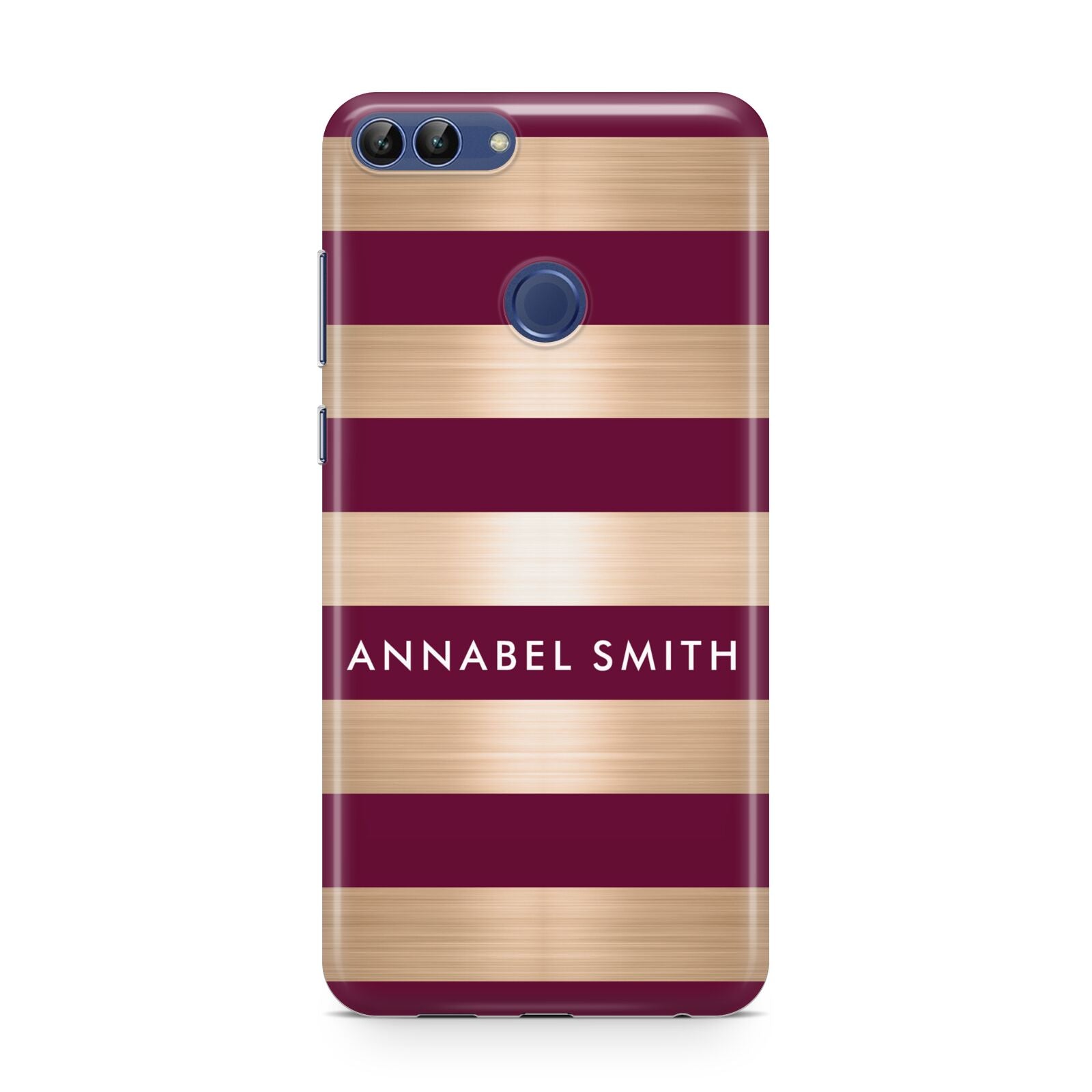 Personalised Burgundy Gold Name Initials Huawei P Smart Case