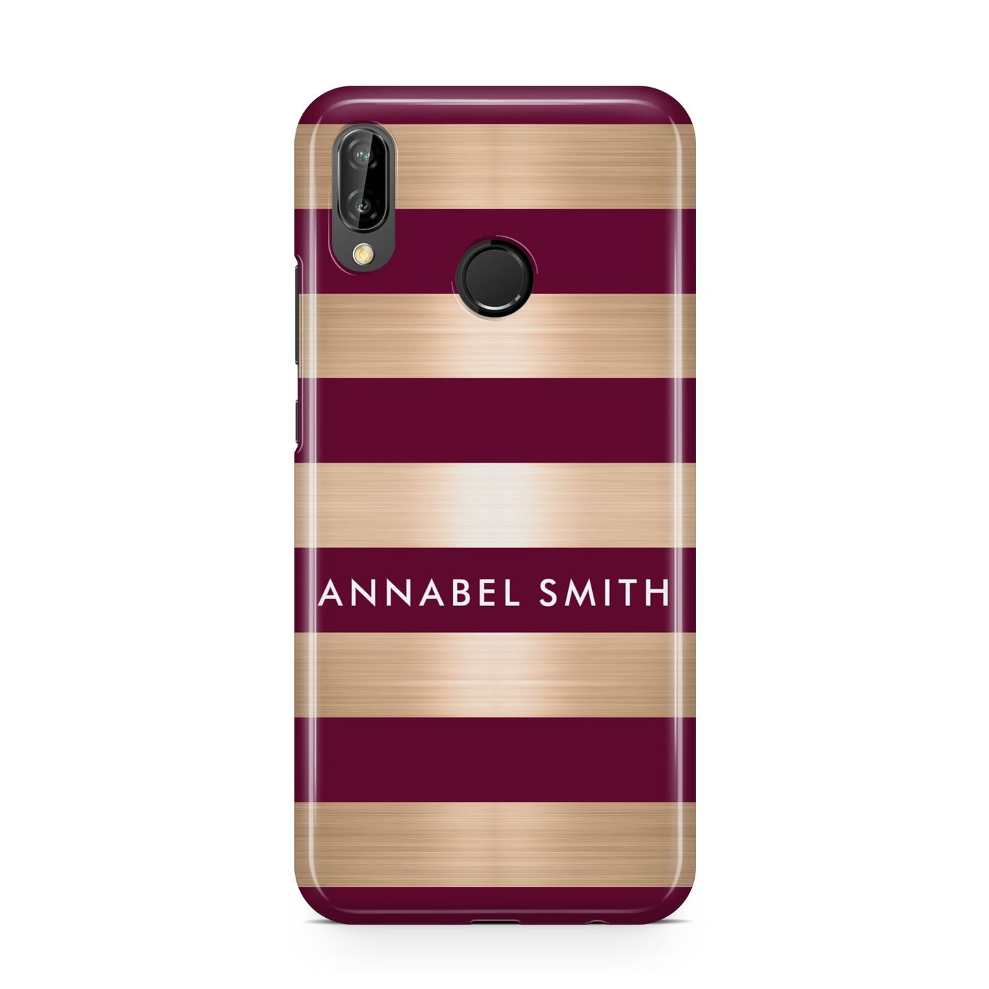 Personalised Burgundy Gold Name Initials Huawei P20 Lite Phone Case