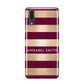 Personalised Burgundy Gold Name Initials Huawei P20 Phone Case