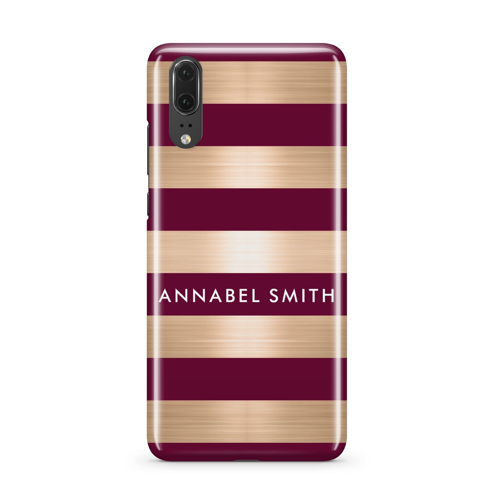 Personalised Burgundy Gold Name Initials Huawei P20 Phone Case
