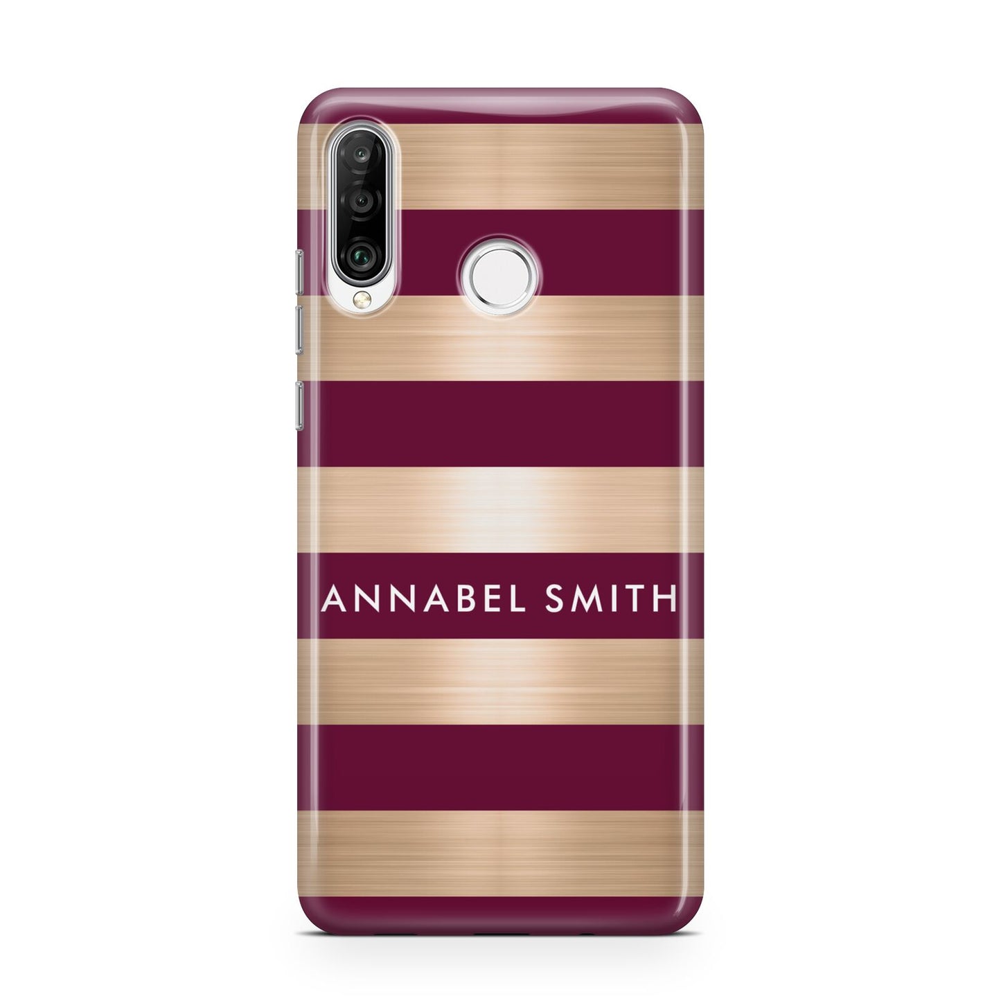 Personalised Burgundy Gold Name Initials Huawei P30 Lite Phone Case