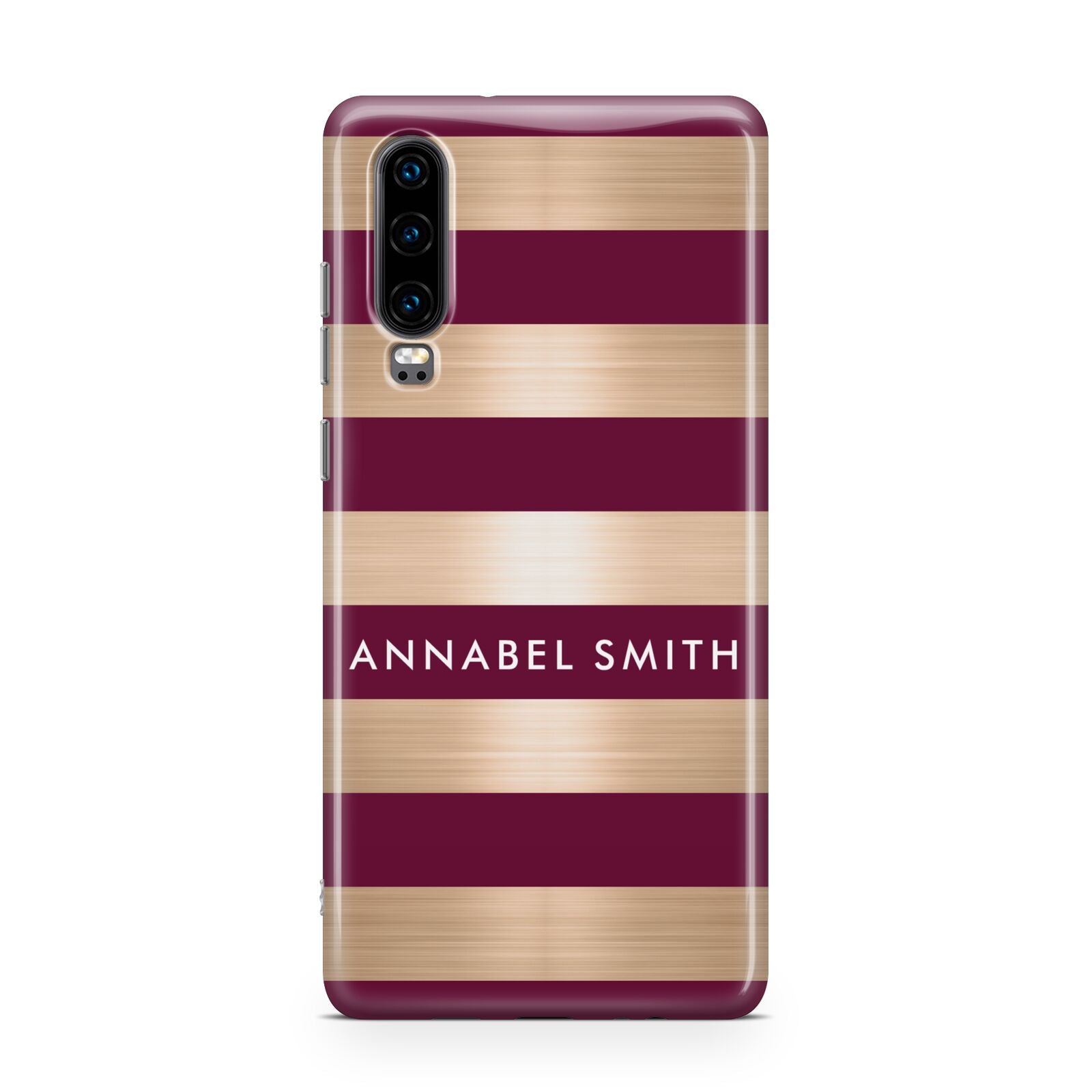 Personalised Burgundy Gold Name Initials Huawei P30 Phone Case
