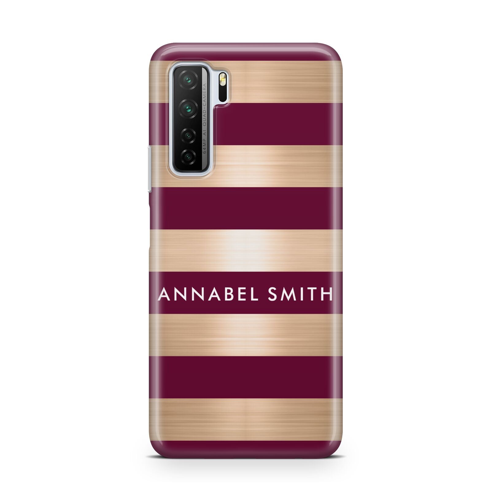 Personalised Burgundy Gold Name Initials Huawei P40 Lite 5G Phone Case