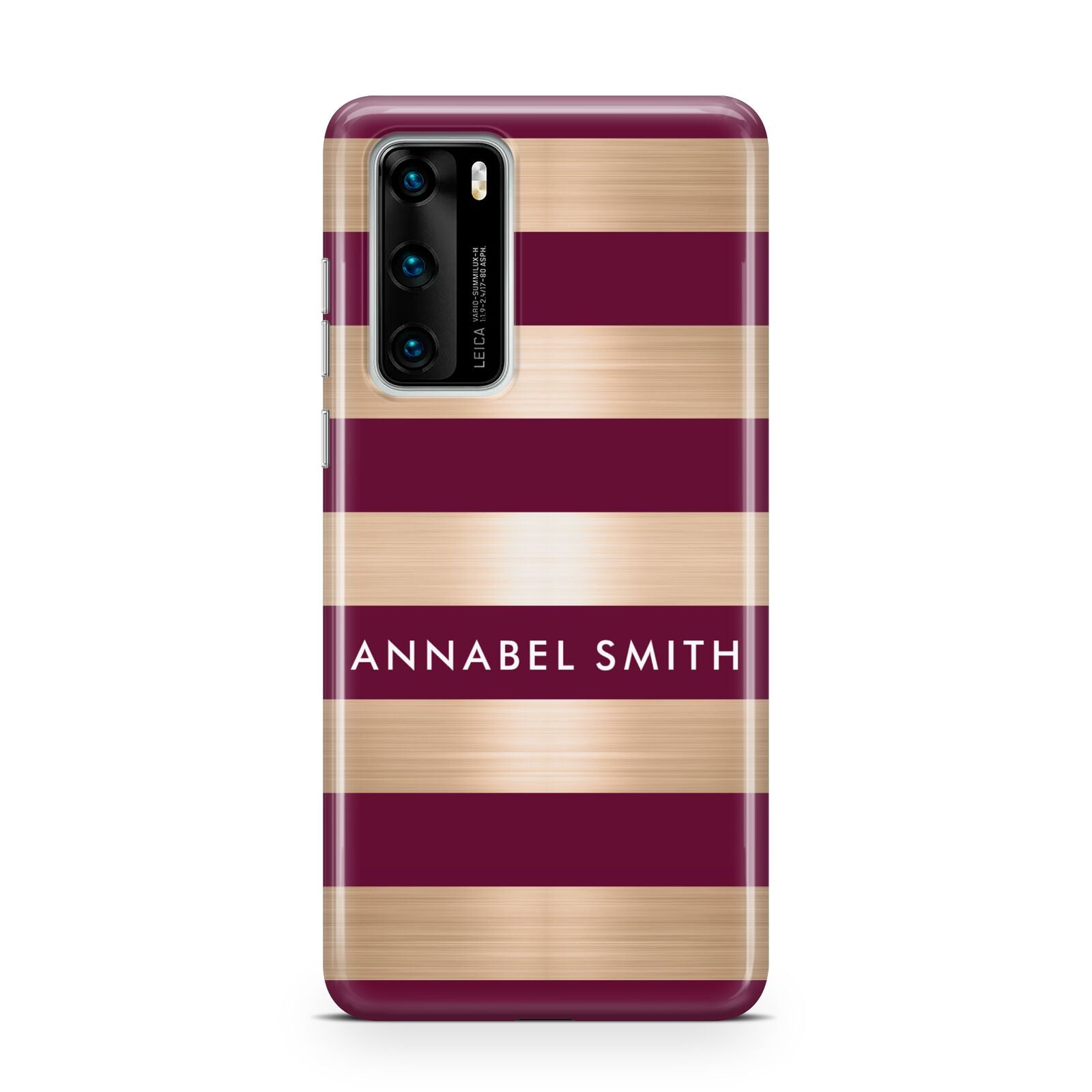 Personalised Burgundy Gold Name Initials Huawei P40 Phone Case