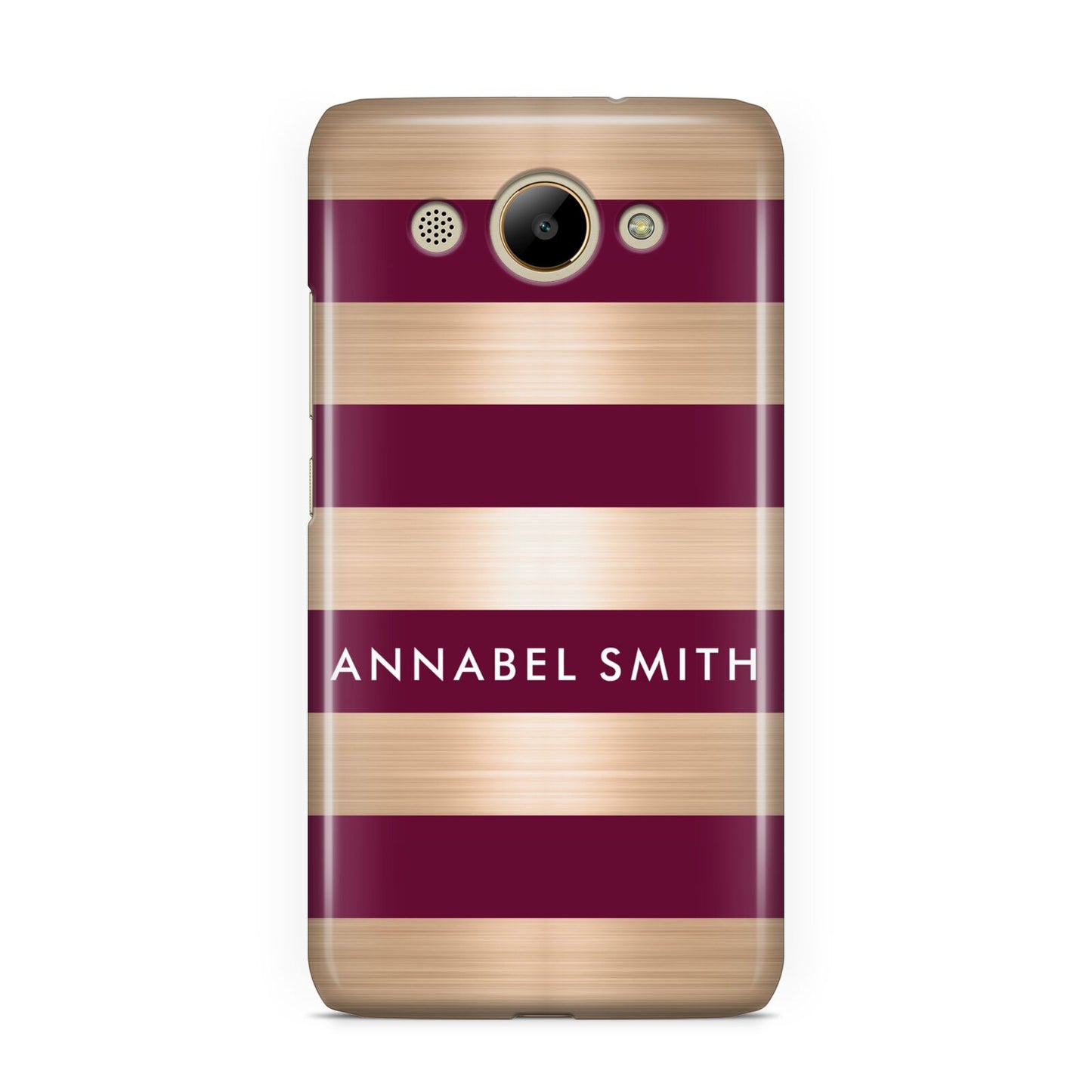 Personalised Burgundy Gold Name Initials Huawei Y3 2017