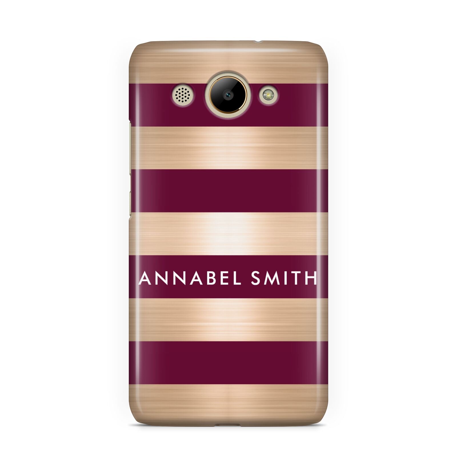Personalised Burgundy Gold Name Initials Huawei Y3 2017