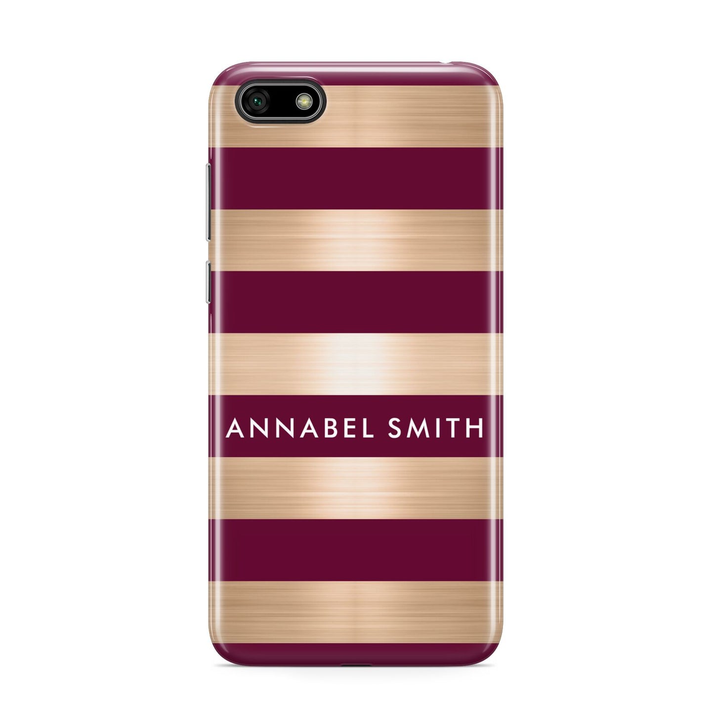 Personalised Burgundy Gold Name Initials Huawei Y5 Prime 2018 Phone Case