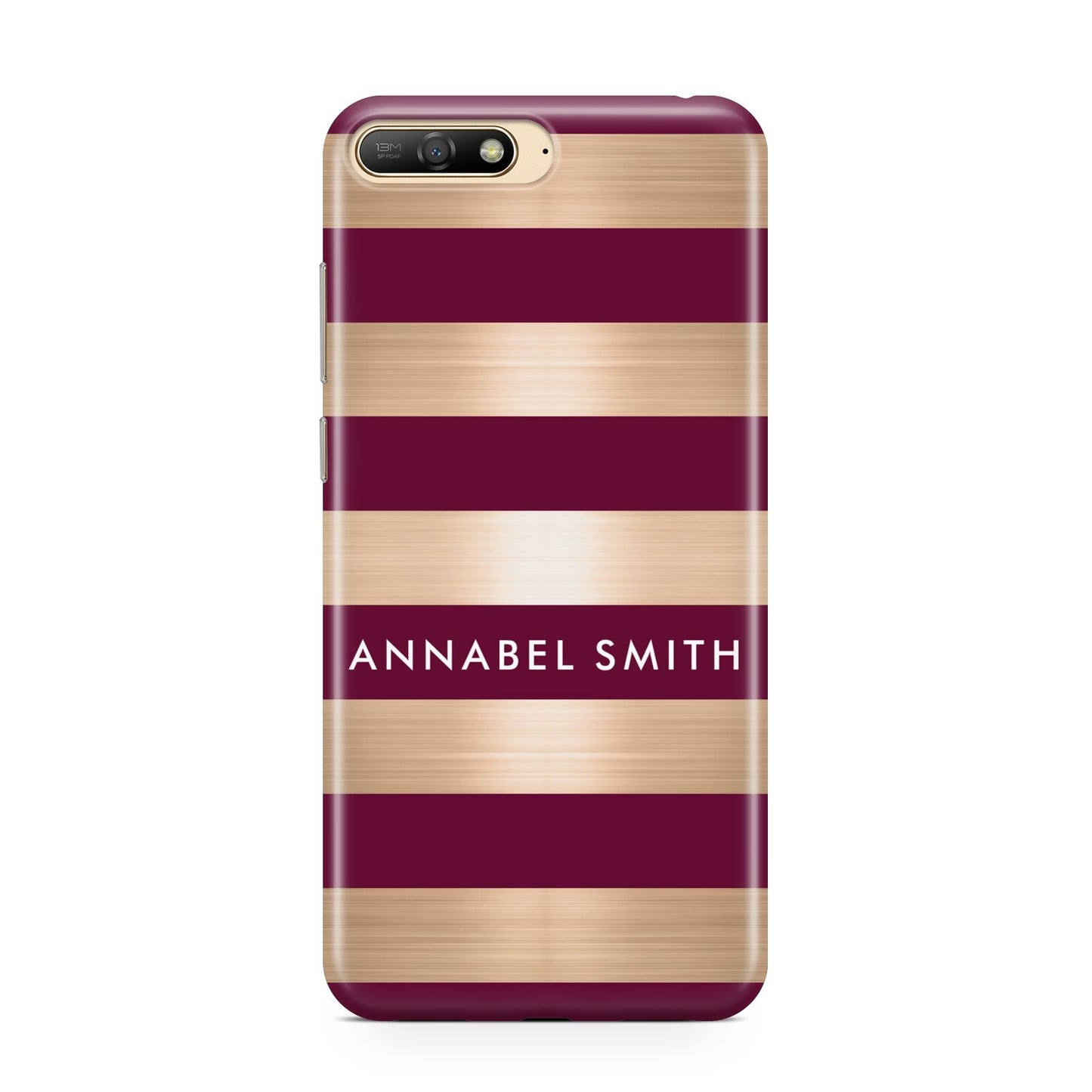 Personalised Burgundy Gold Name Initials Huawei Y6 2018
