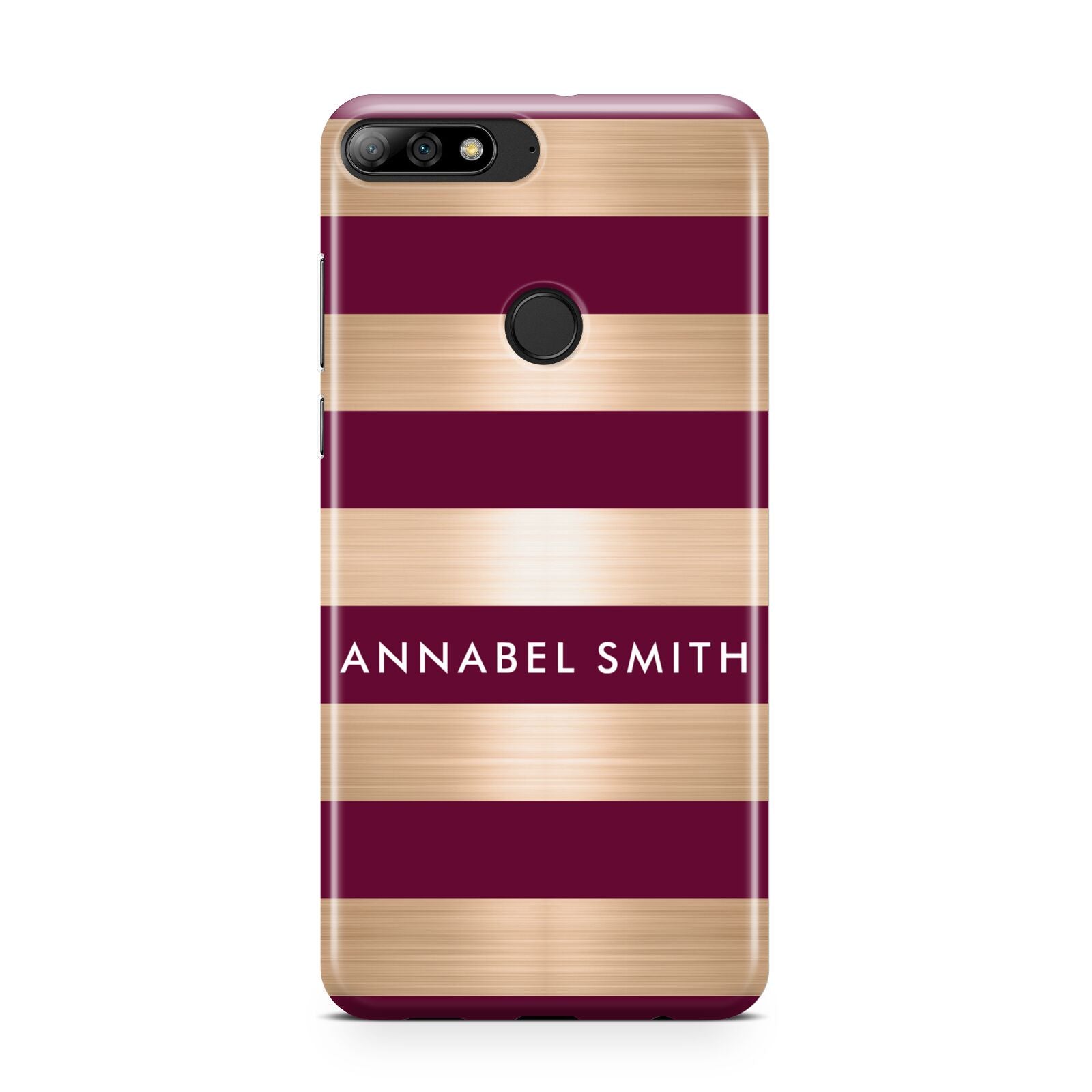 Personalised Burgundy Gold Name Initials Huawei Y7 2018