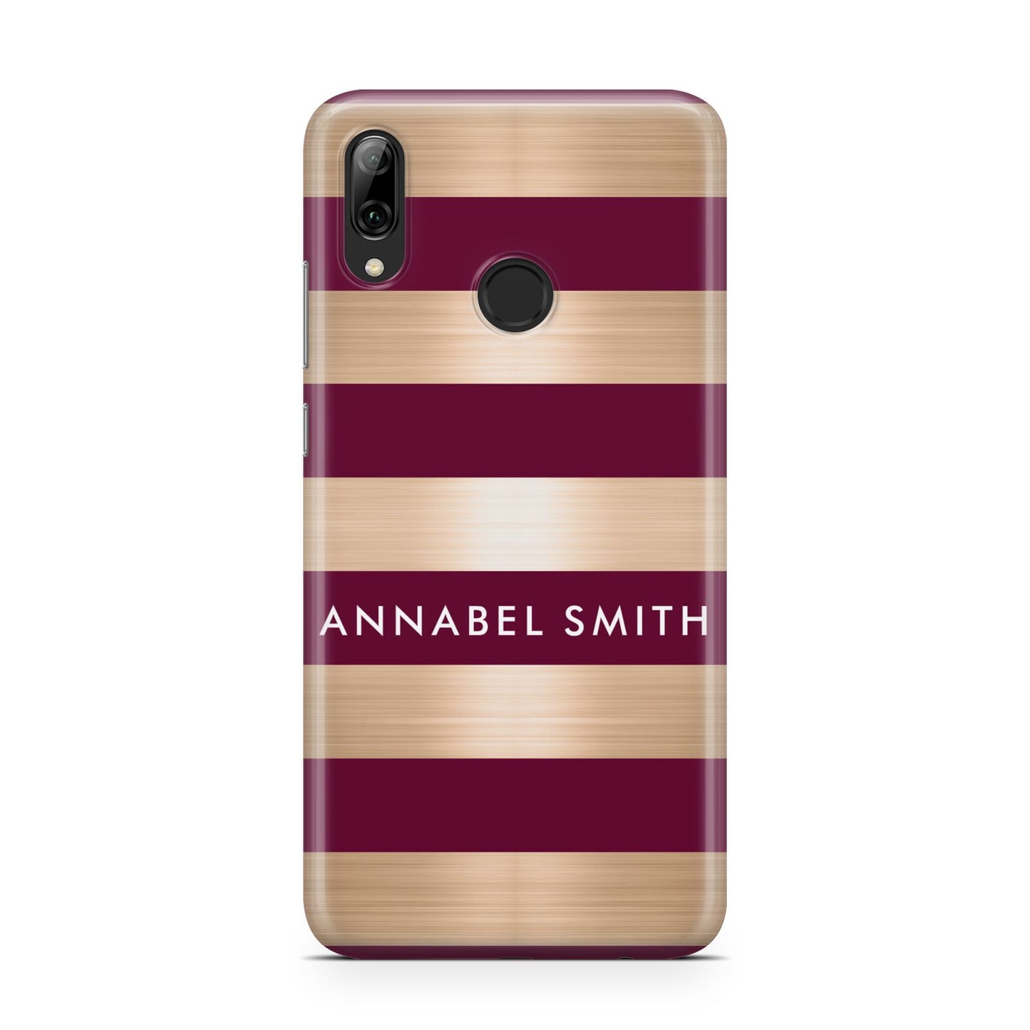 Personalised Burgundy Gold Name Initials Huawei Y7 2019