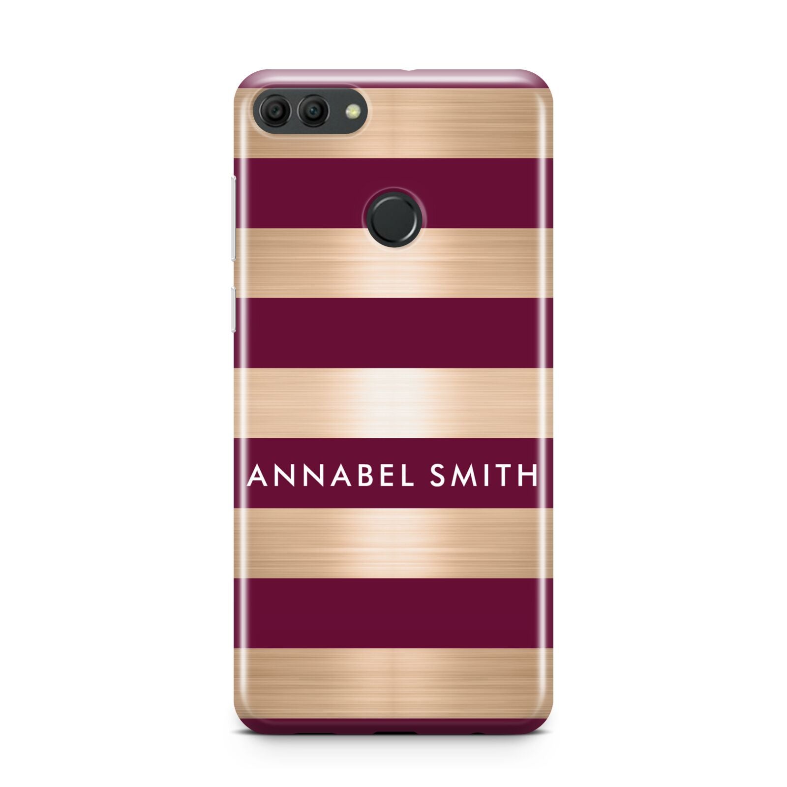 Personalised Burgundy Gold Name Initials Huawei Y9 2018