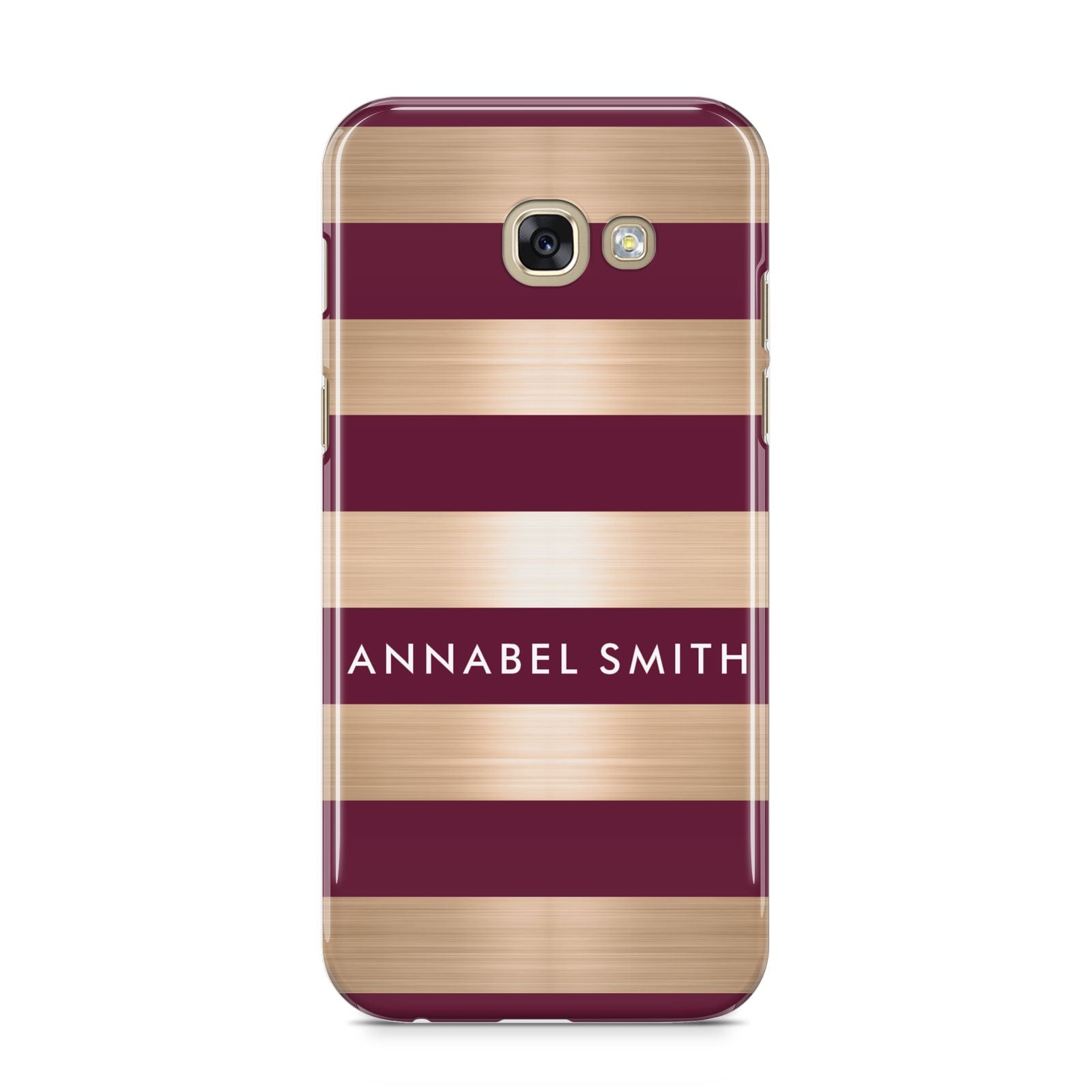 Personalised Burgundy Gold Name Initials Samsung Galaxy A5 2017 Case on gold phone