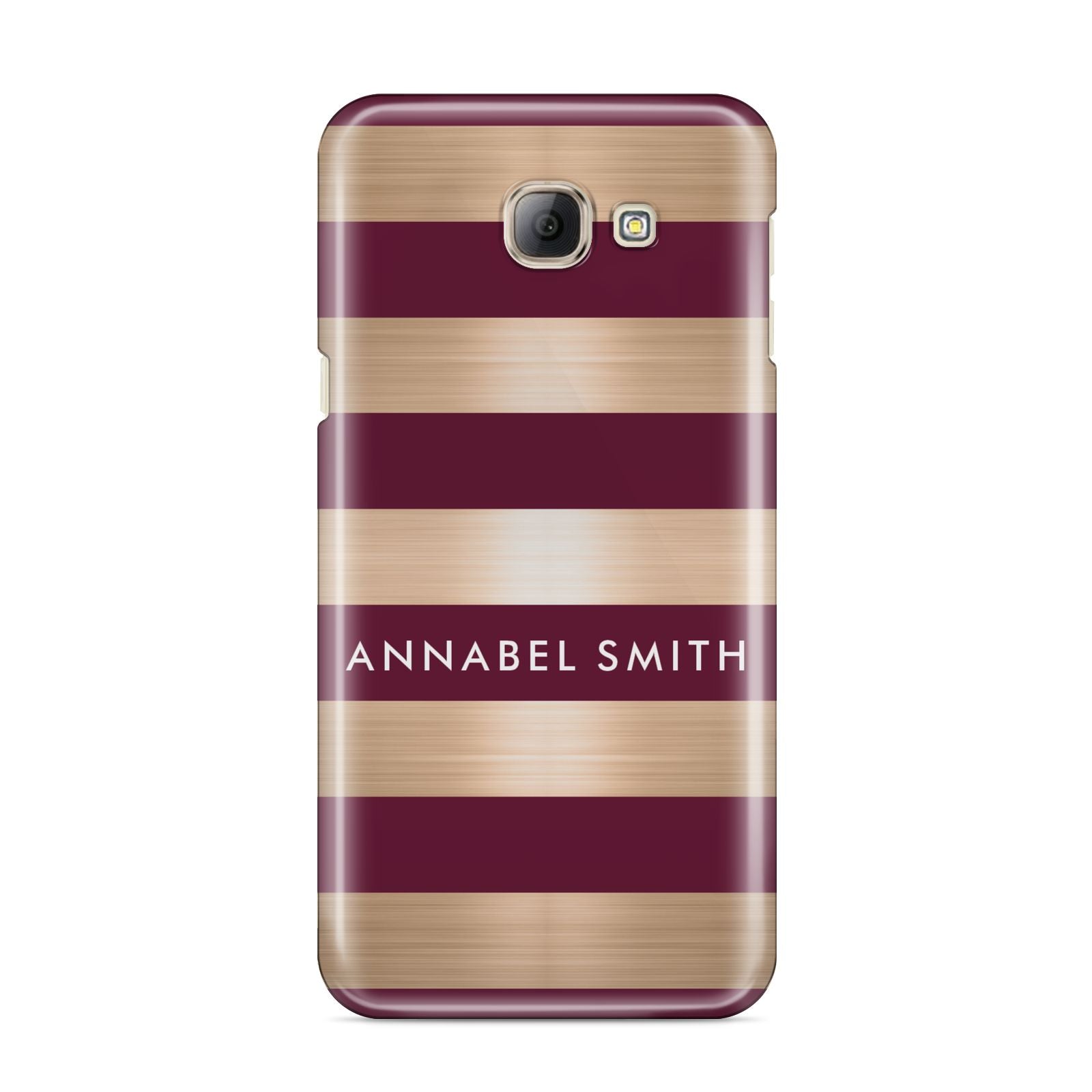 Personalised Burgundy Gold Name Initials Samsung Galaxy A8 2016 Case