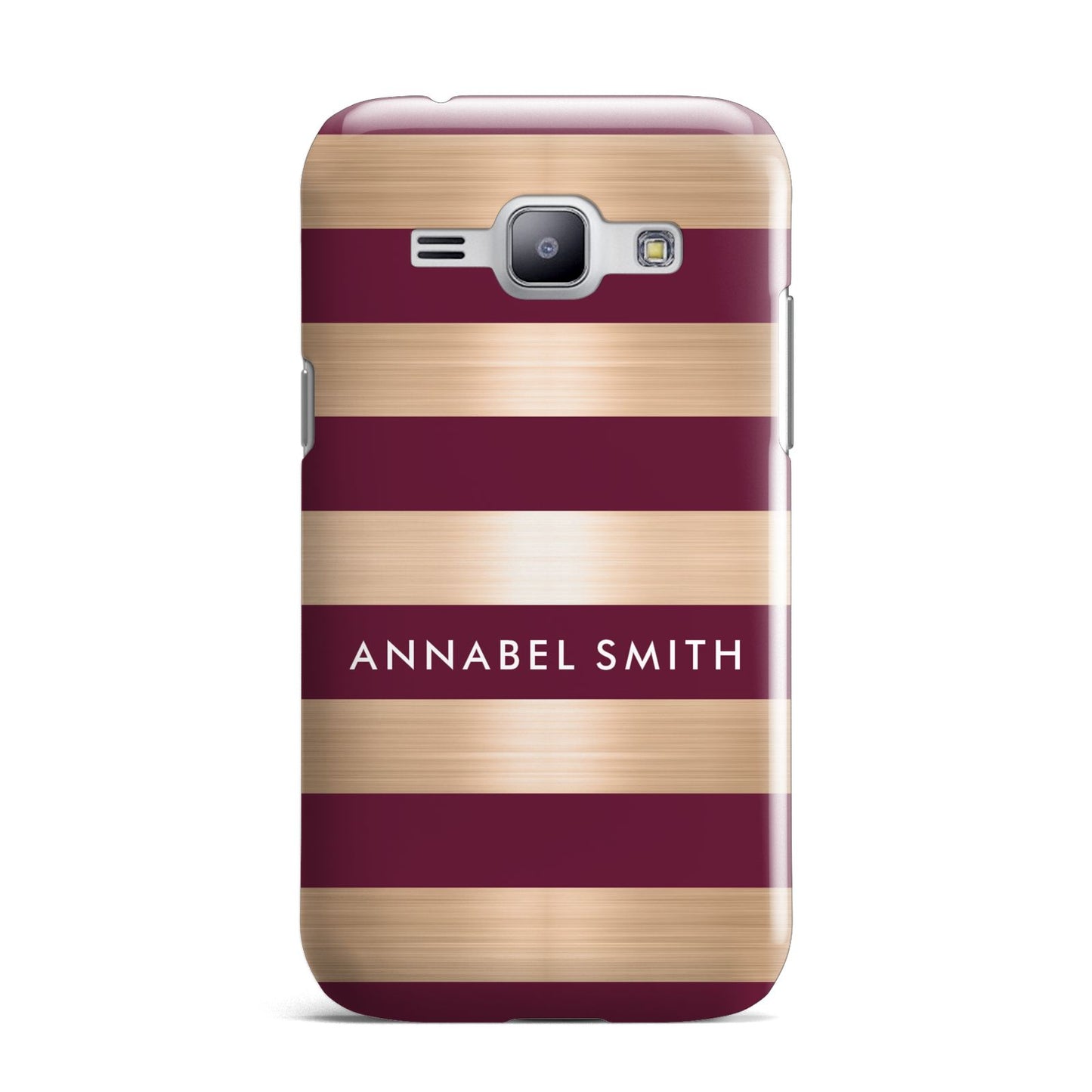 Personalised Burgundy Gold Name Initials Samsung Galaxy J1 2015 Case