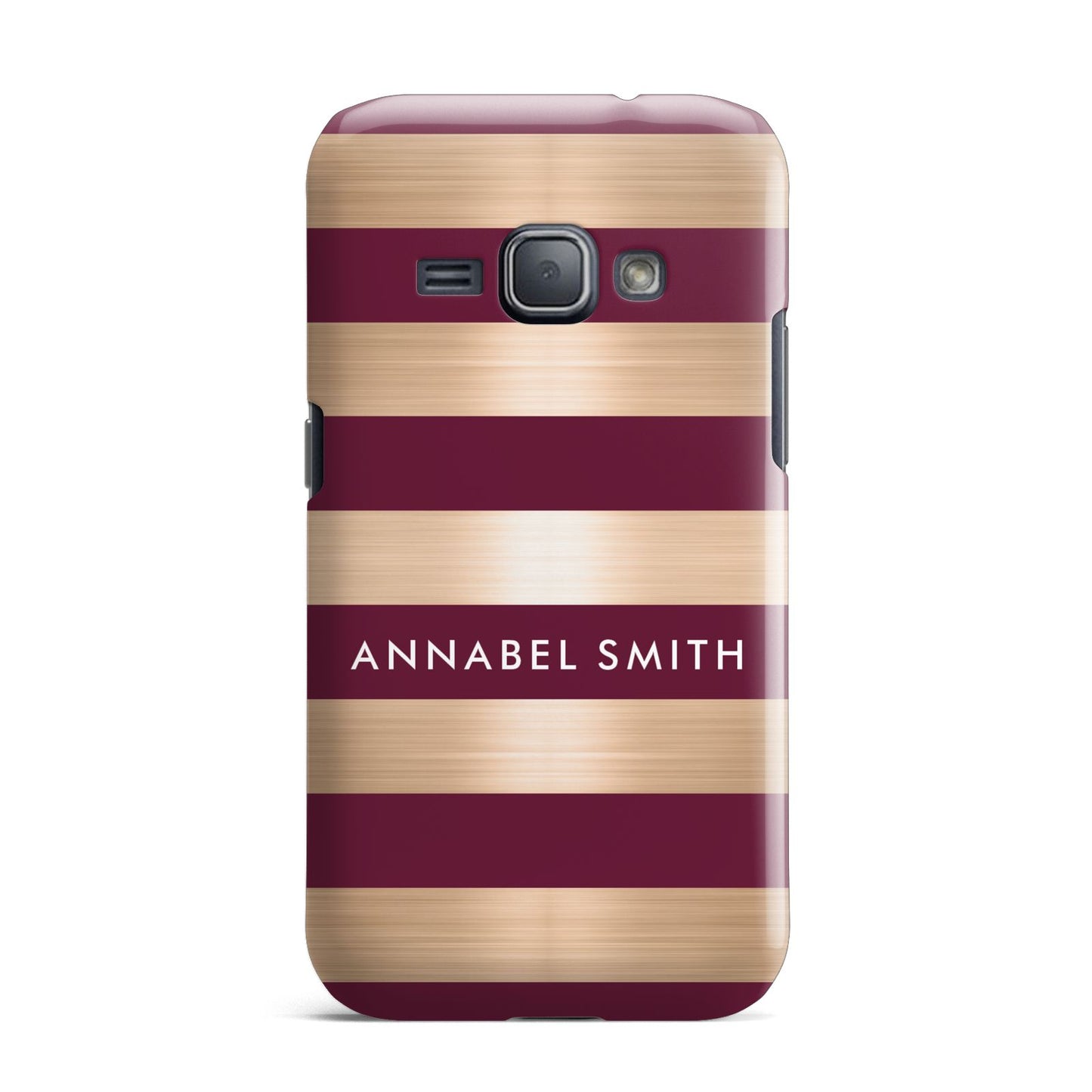Personalised Burgundy Gold Name Initials Samsung Galaxy J1 2016 Case