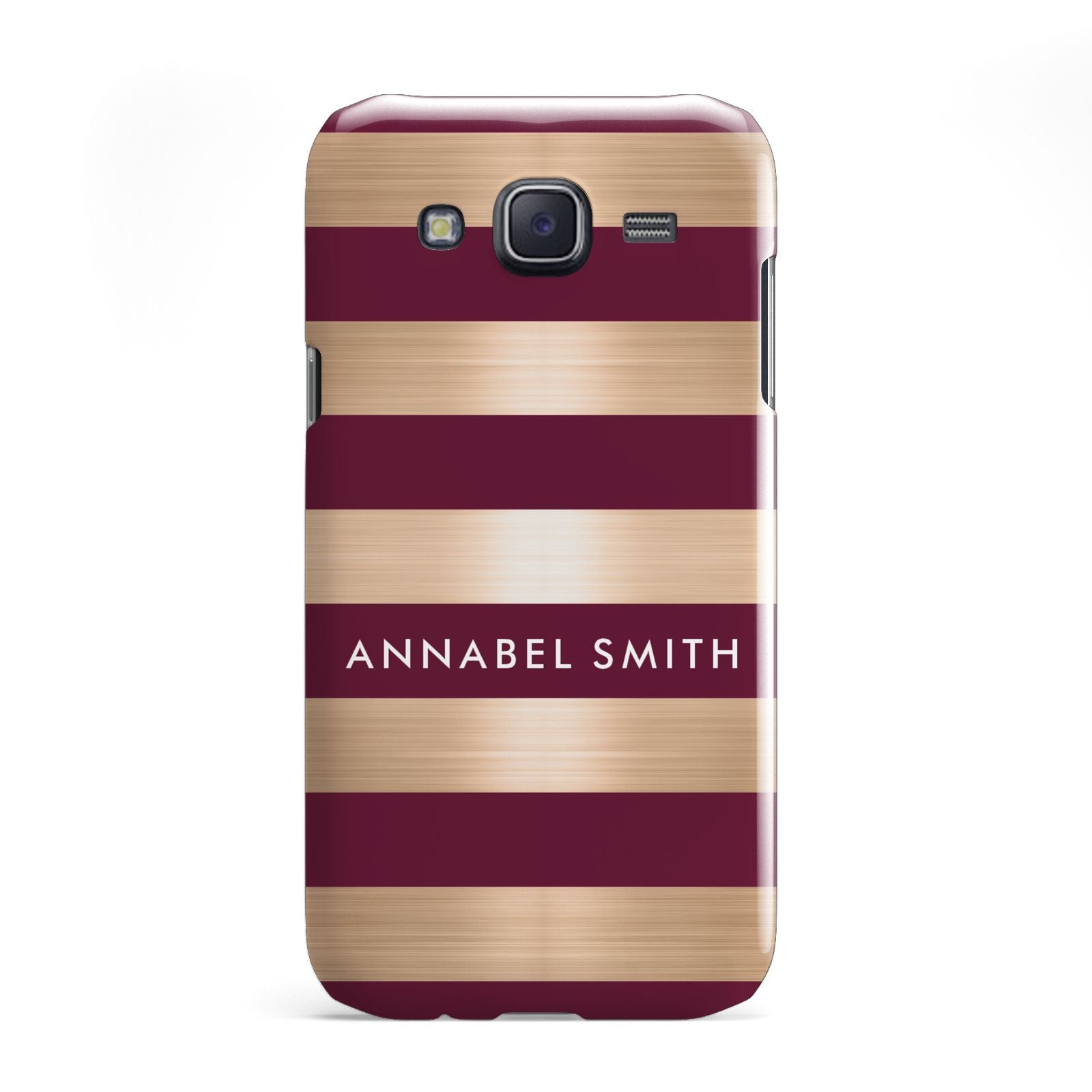 Personalised Burgundy Gold Name Initials Samsung Galaxy J5 Case