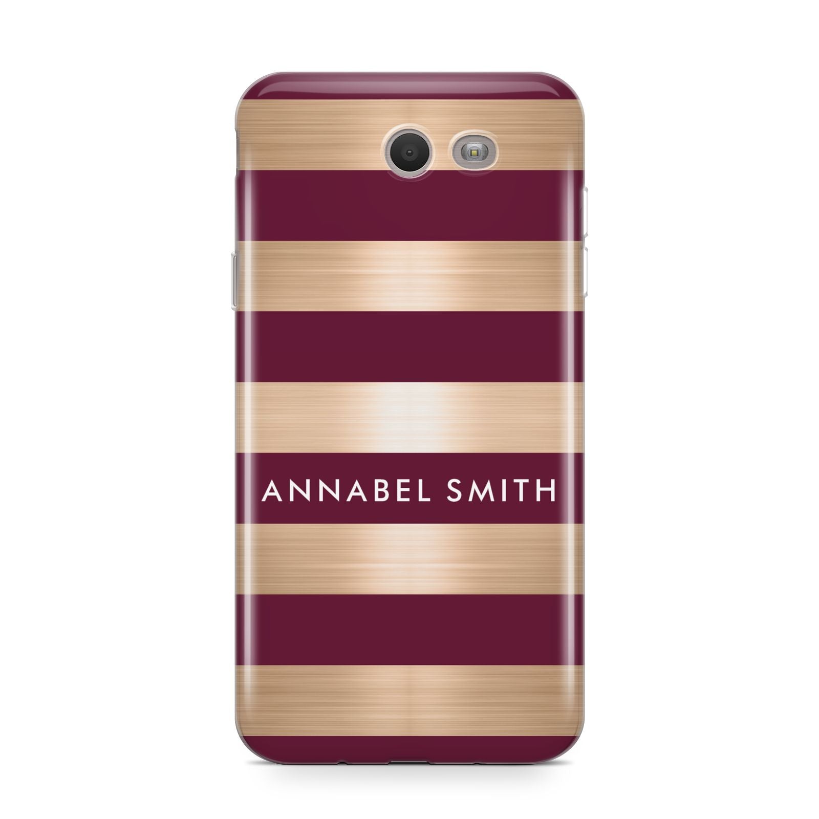 Personalised Burgundy Gold Name Initials Samsung Galaxy J7 2017 Case