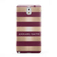 Personalised Burgundy Gold Name Initials Samsung Galaxy Note 3 Case