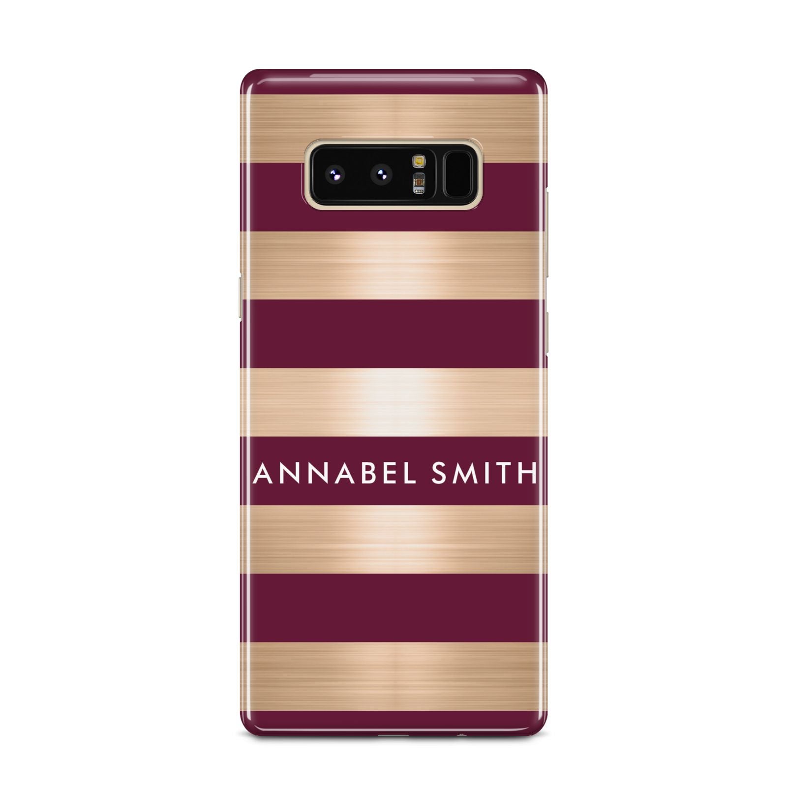 Personalised Burgundy Gold Name Initials Samsung Galaxy Note 8 Case