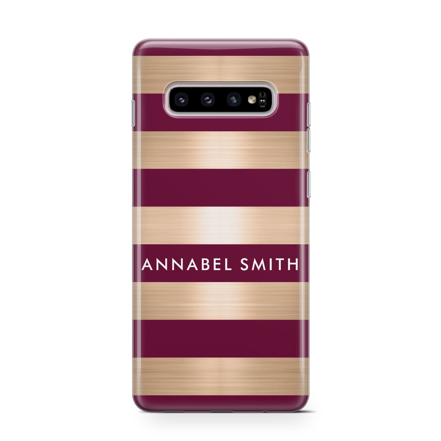 Personalised Burgundy Gold Name Initials Samsung Galaxy S10 Case