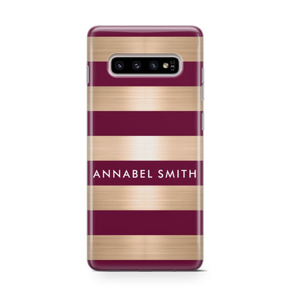 Personalised Burgundy Gold Name Initials Samsung Galaxy S10 Case