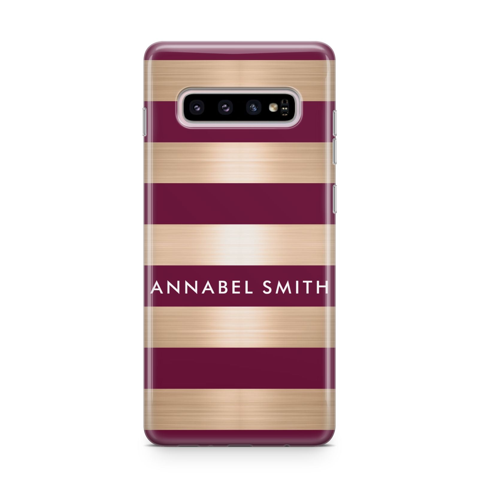 Personalised Burgundy Gold Name Initials Samsung Galaxy S10 Plus Case