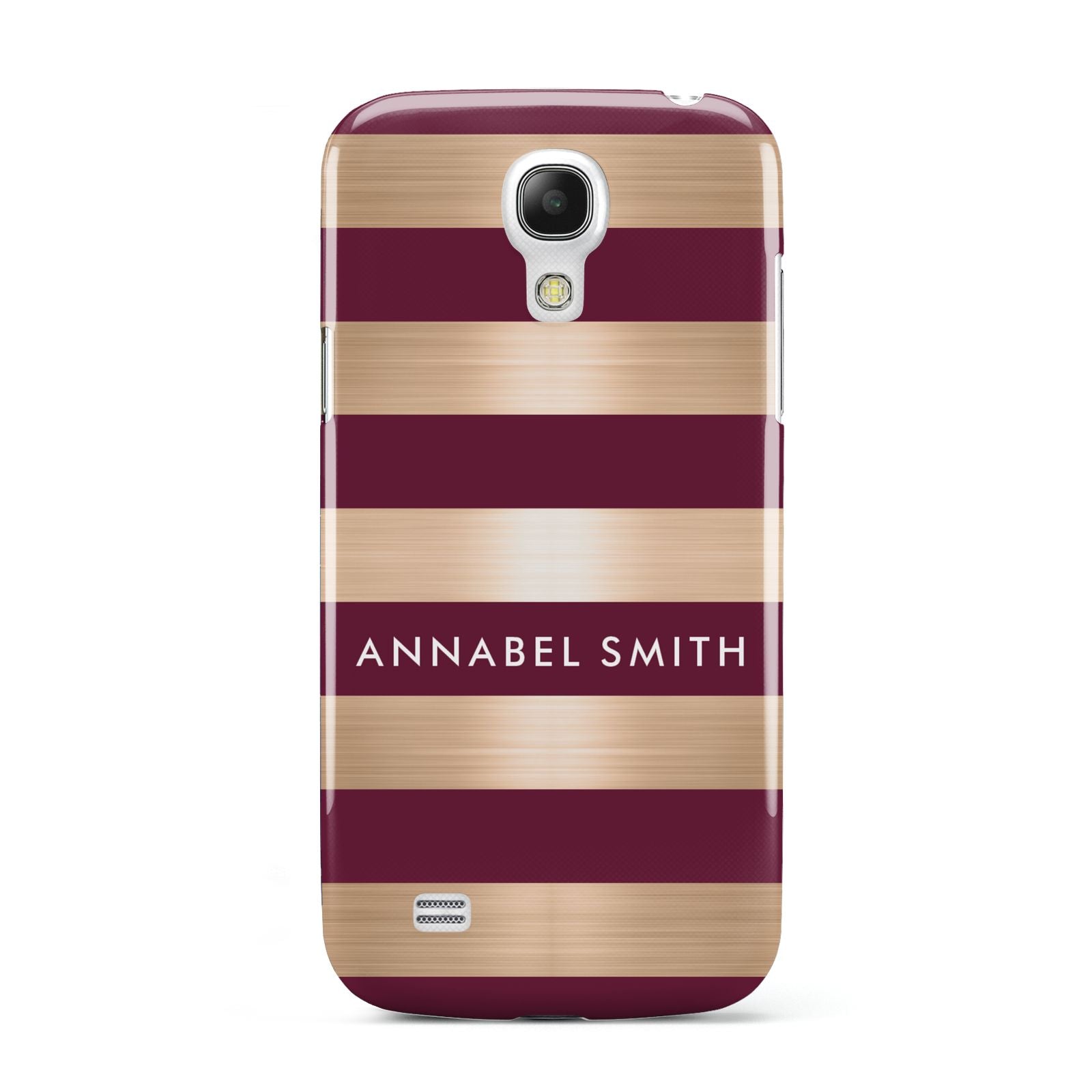 Personalised Burgundy Gold Name Initials Samsung Galaxy S4 Mini Case