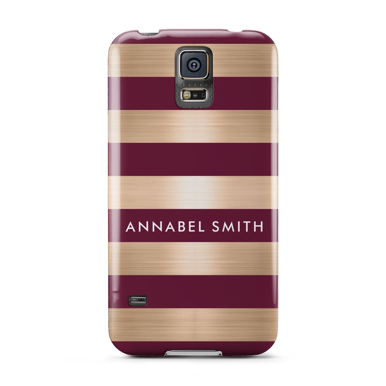 Personalised Burgundy Gold Name Initials Samsung Galaxy S5 Case