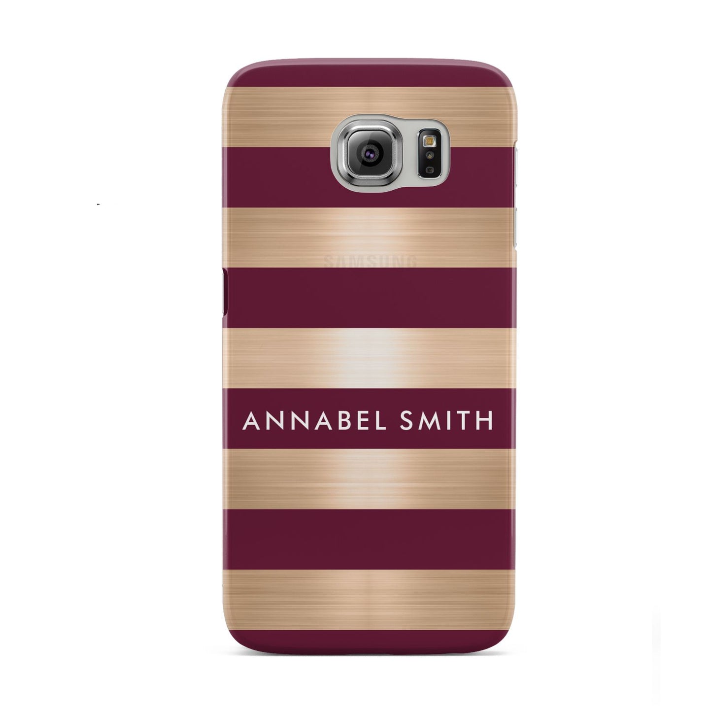 Personalised Burgundy Gold Name Initials Samsung Galaxy S6 Case