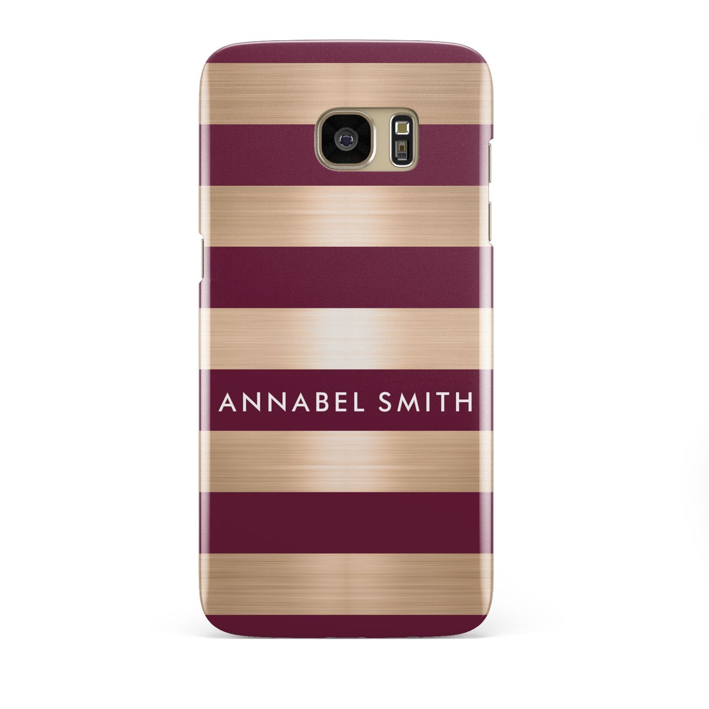 Personalised Burgundy Gold Name Initials Samsung Galaxy S7 Edge Case