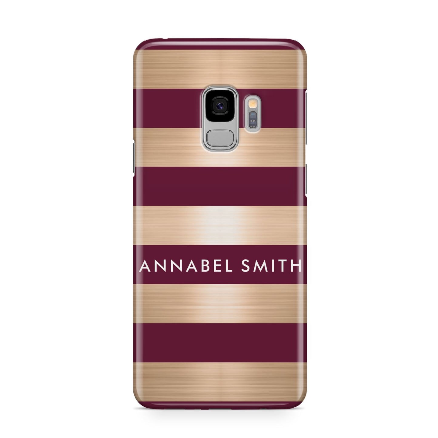 Personalised Burgundy Gold Name Initials Samsung Galaxy S9 Case