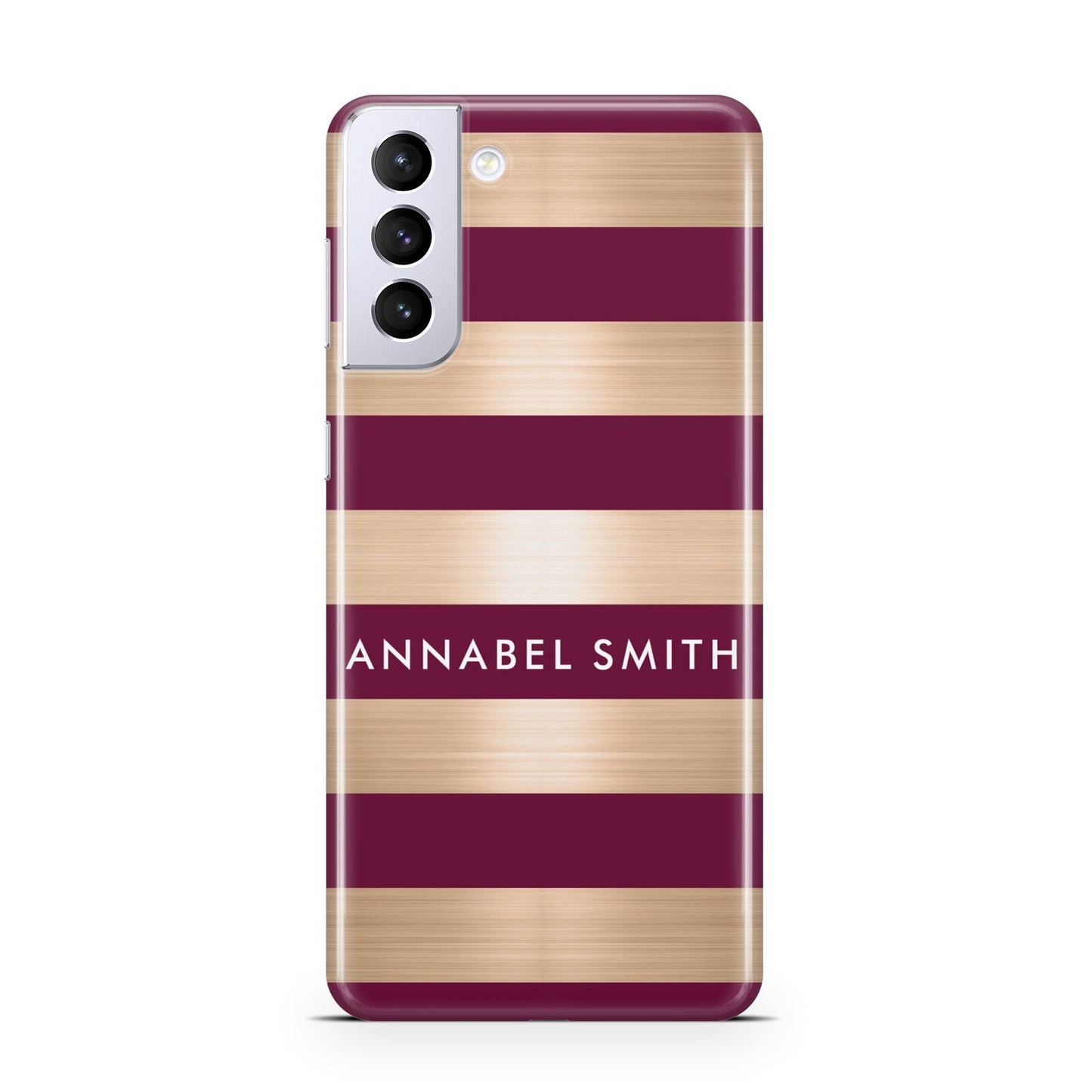 Personalised Burgundy Gold Name Initials Samsung S21 Plus Phone Case