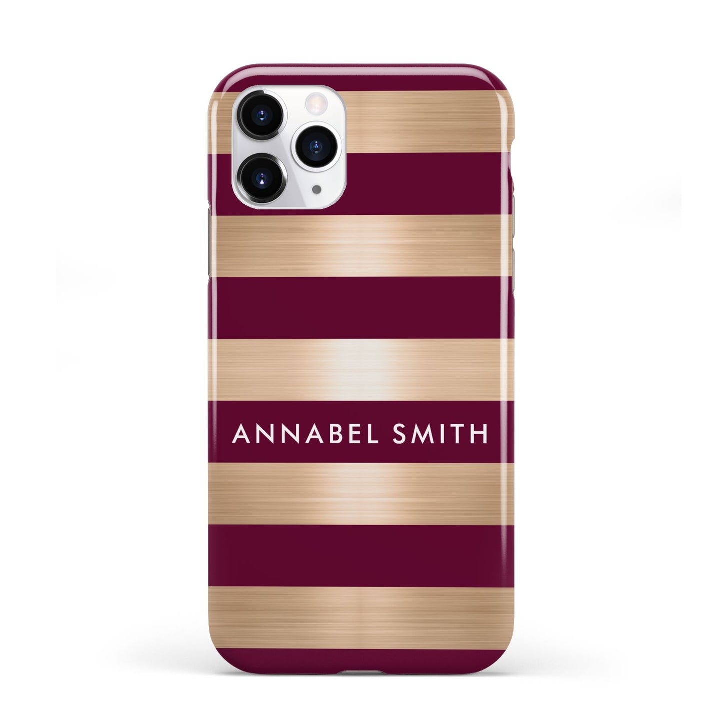 Personalised Burgundy Gold Name Initials iPhone 11 Pro 3D Tough Case
