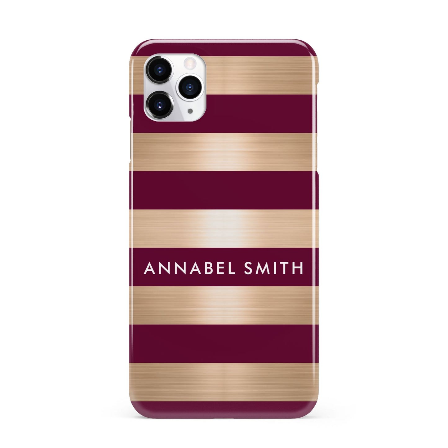Personalised Burgundy Gold Name Initials iPhone 11 Pro Max 3D Snap Case