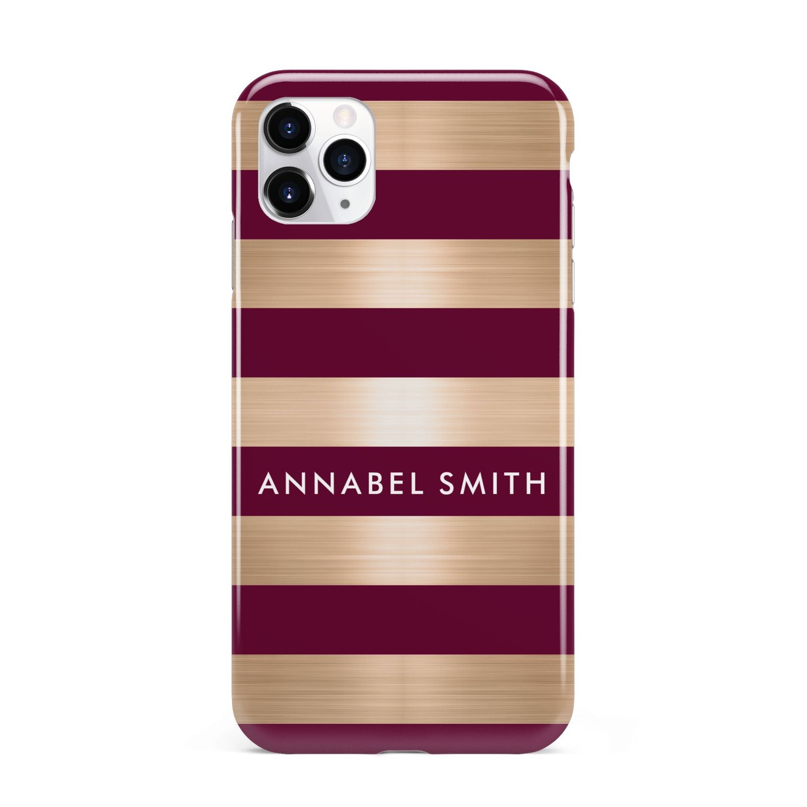 Personalised Burgundy Gold Name Initials iPhone 11 Pro Max 3D Tough Case