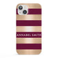 Personalised Burgundy Gold Name Initials iPhone 13 Full Wrap 3D Snap Case