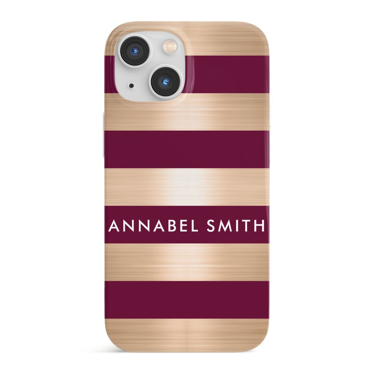 Personalised Burgundy Gold Name Initials iPhone 13 Mini Full Wrap 3D Snap Case